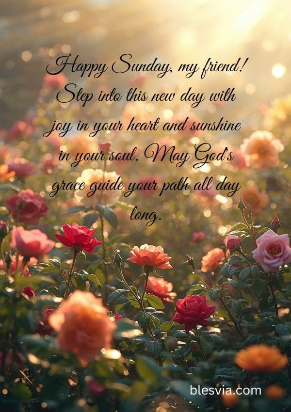 Happy Sunday Wishes for Friends with flowers background
