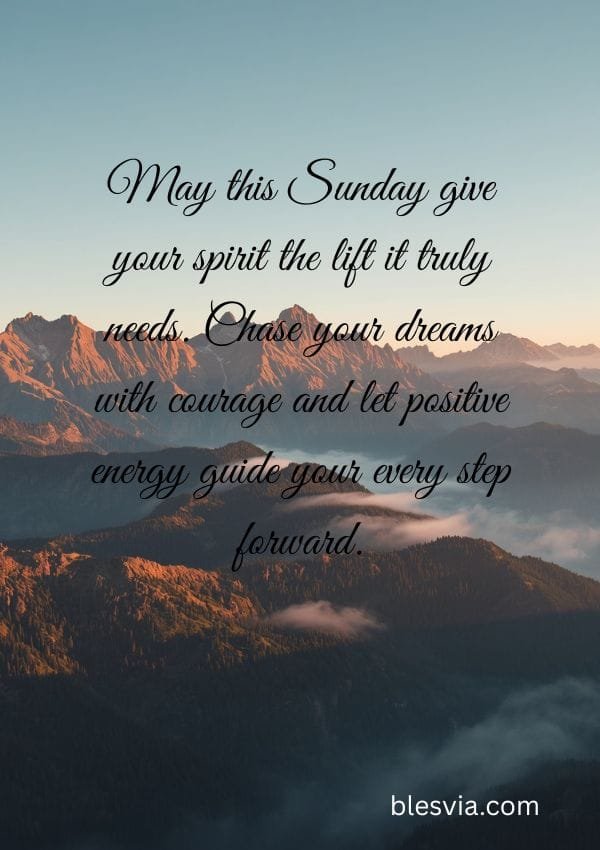 Motivational Sunday Blessings with mountains background
