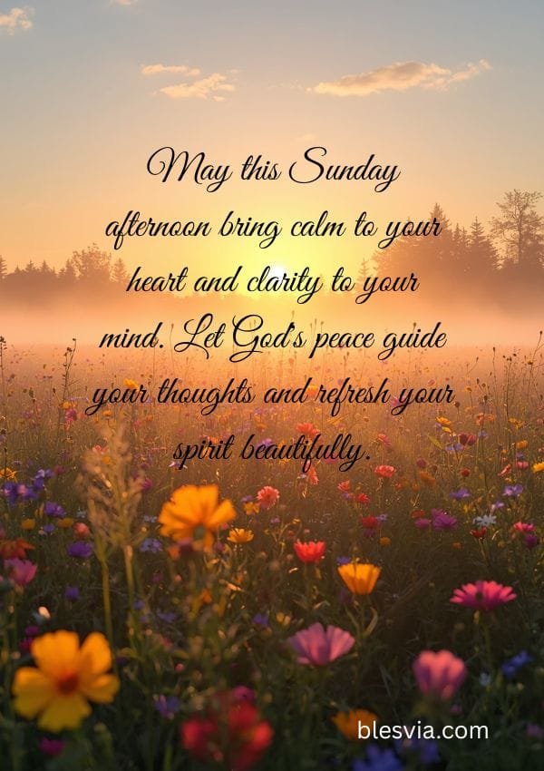 Sunday Afternoon Blessings with flowers background