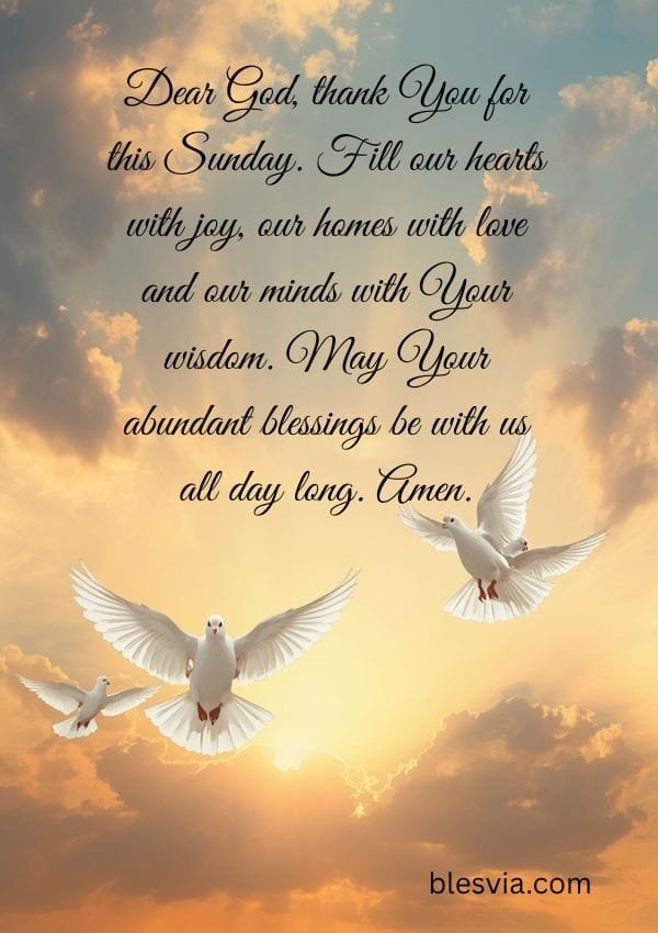 Sunday Blessings and Prayers with birds background