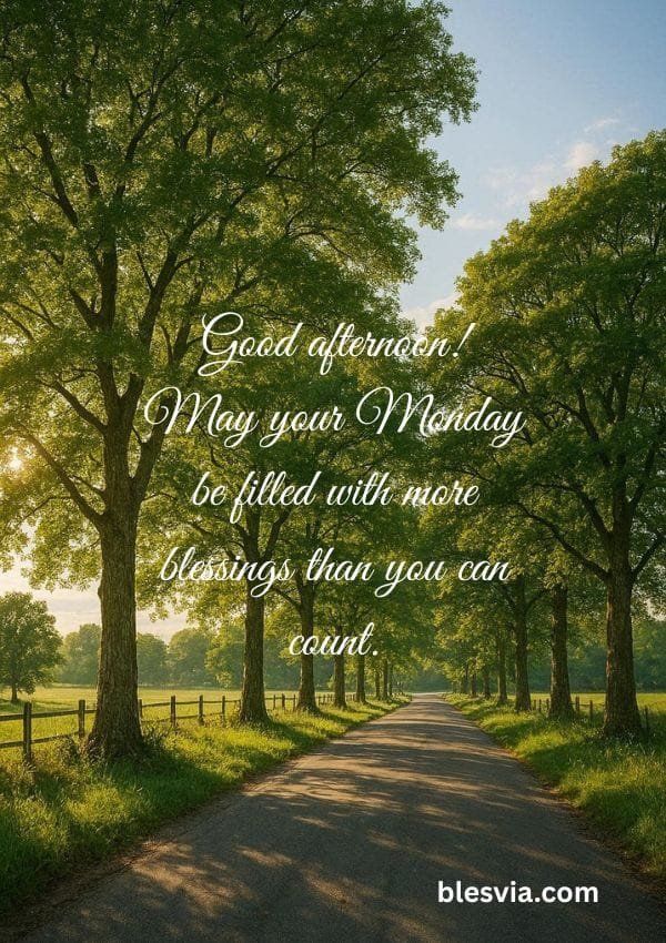 Good afternoon! May your Monday be filled with more blessings than you can count.
