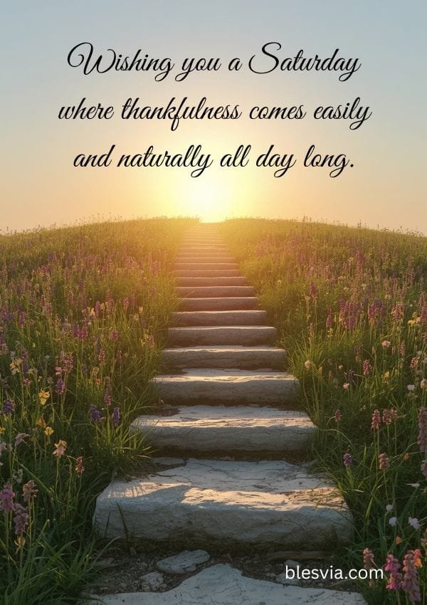 Gratitude Saturday Blessings with stone stairs background