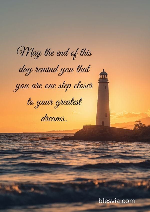 Inspirational Good Evening Quotes with lighthouse background