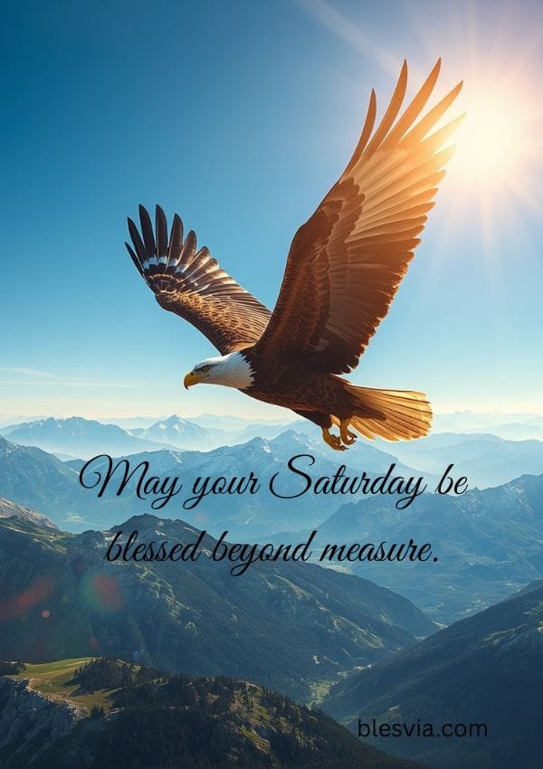 Short Saturday Blessings Quotes with eagle background
