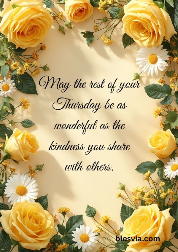 Sweet Good Afternoon Thursday Wishes with yellow flowers frame