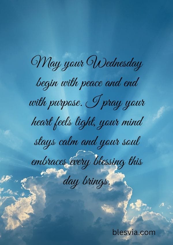Wednesday Blessings and Prayers with blue cloud background